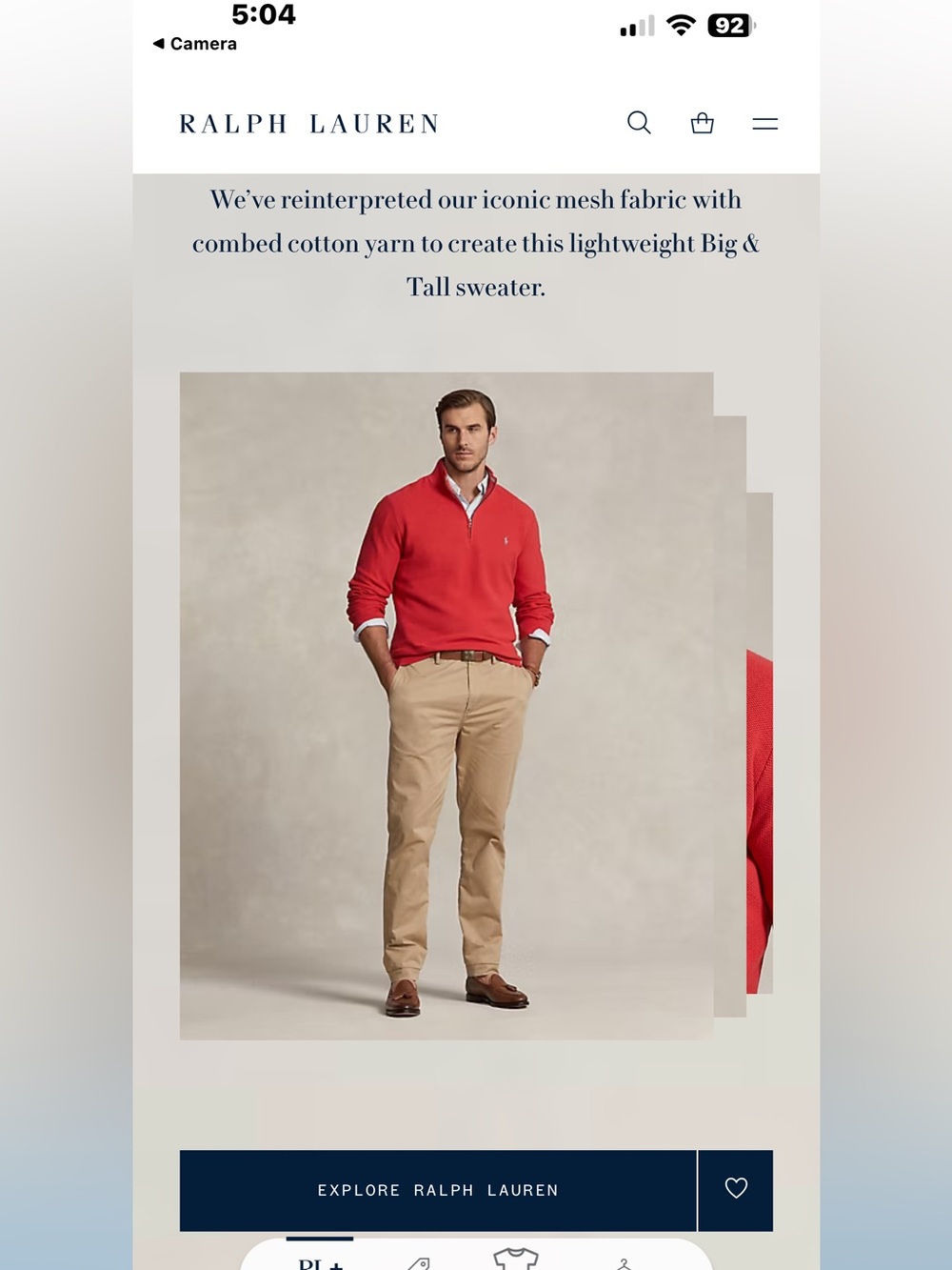 Polo by Ralph Lauren Bright Red Half-Zip Sweater